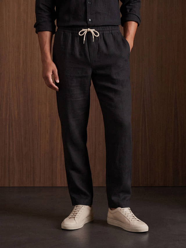 Pantaloni con coulisse in lino europeo 100%