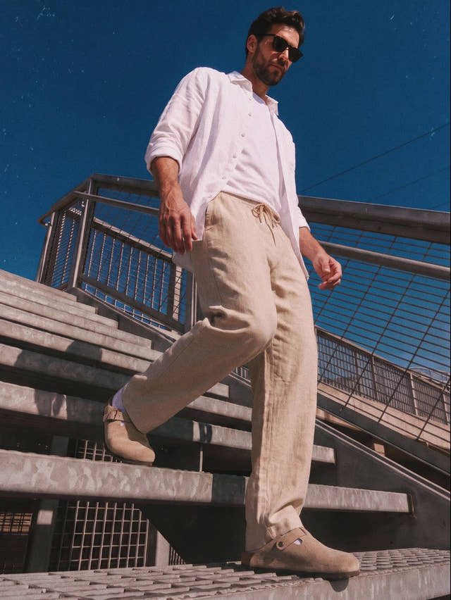 Pantalon à cordon en 100 % lin européen