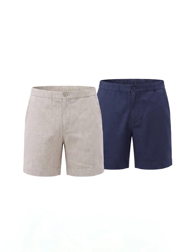 Short habillé en 100 % lin européen — Lot de 2