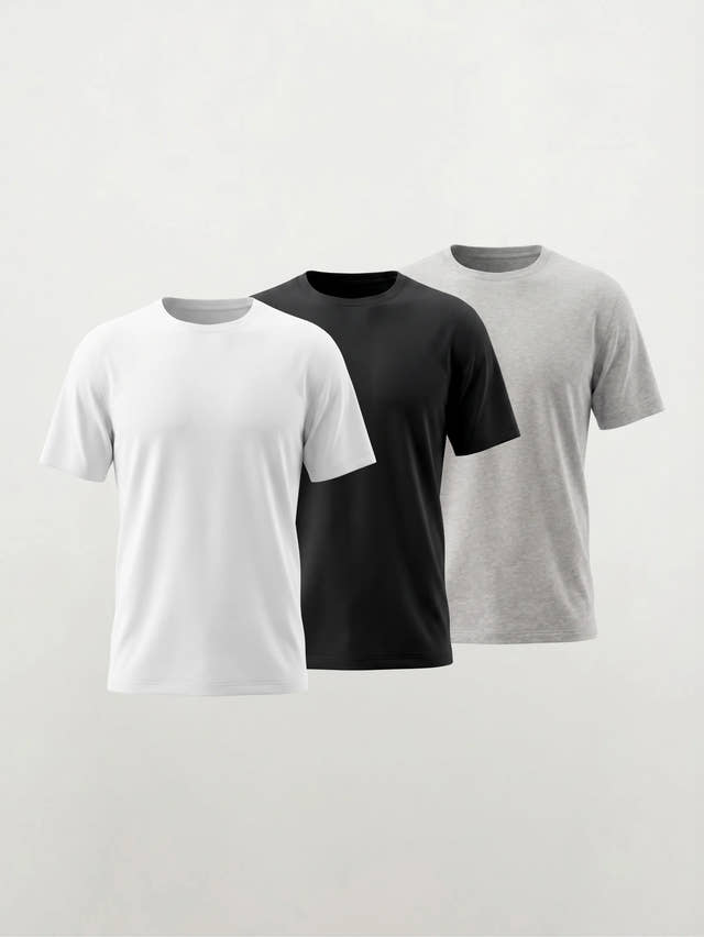 T-shirt classique à col rond en 100 % coton biologique — Lot de 3