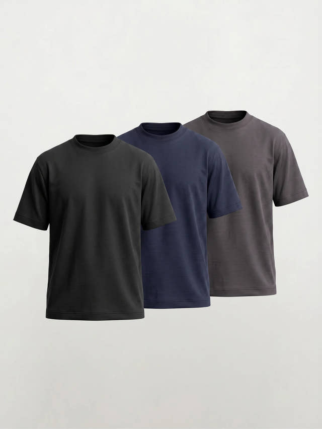 T-shirt épais à col rond en 100 % coton biologique — Lot de 3