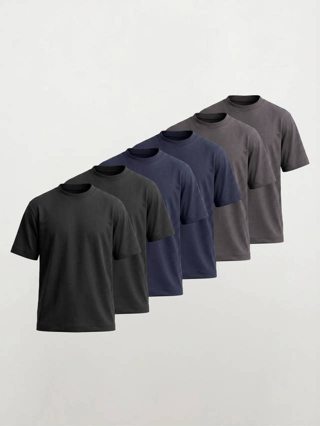 T-shirt épais à col rond en 100 % coton biologique — Lot de 6