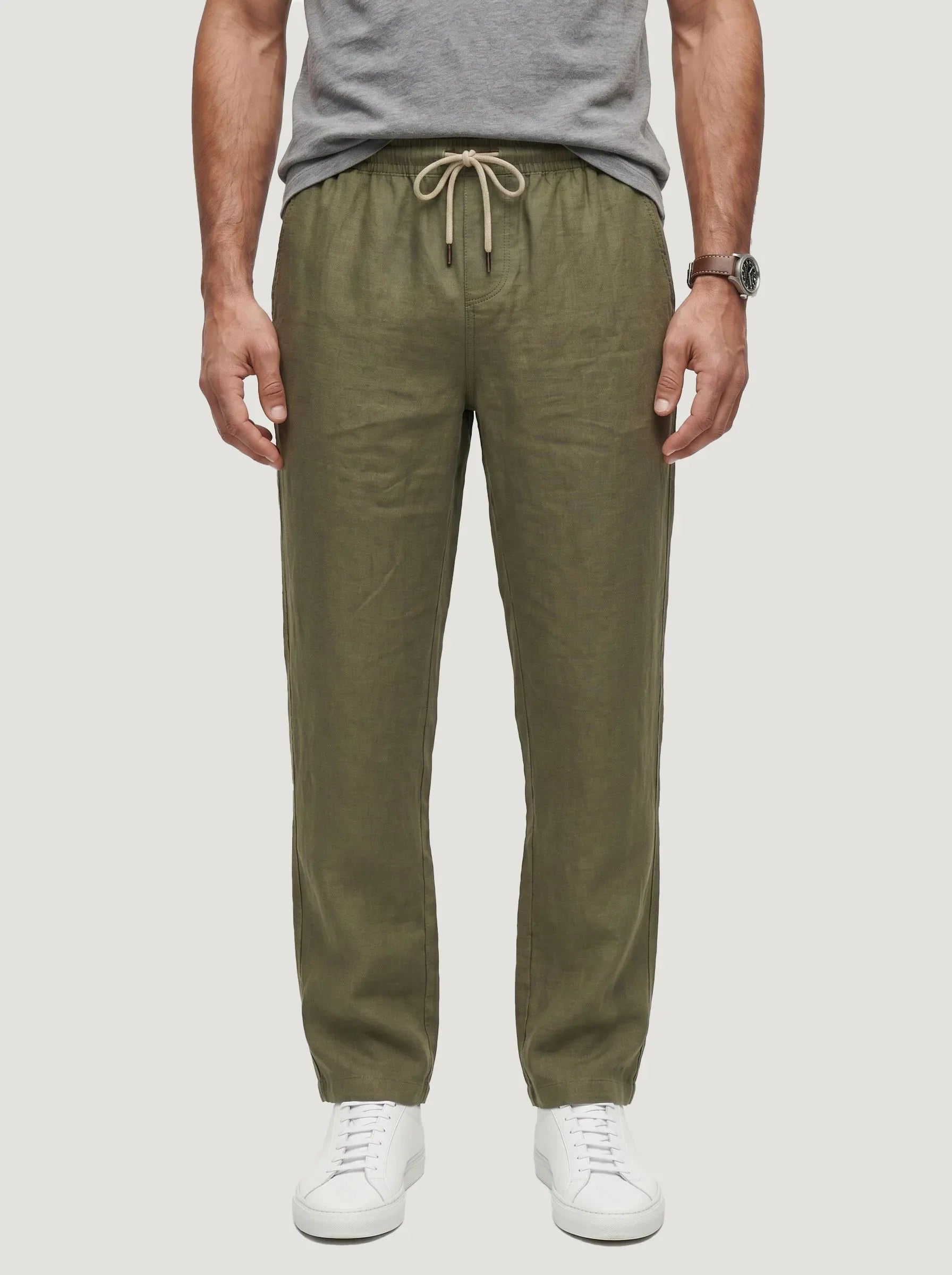Pantaloni con coulisse in 100% lino europeo — Confezione da 3