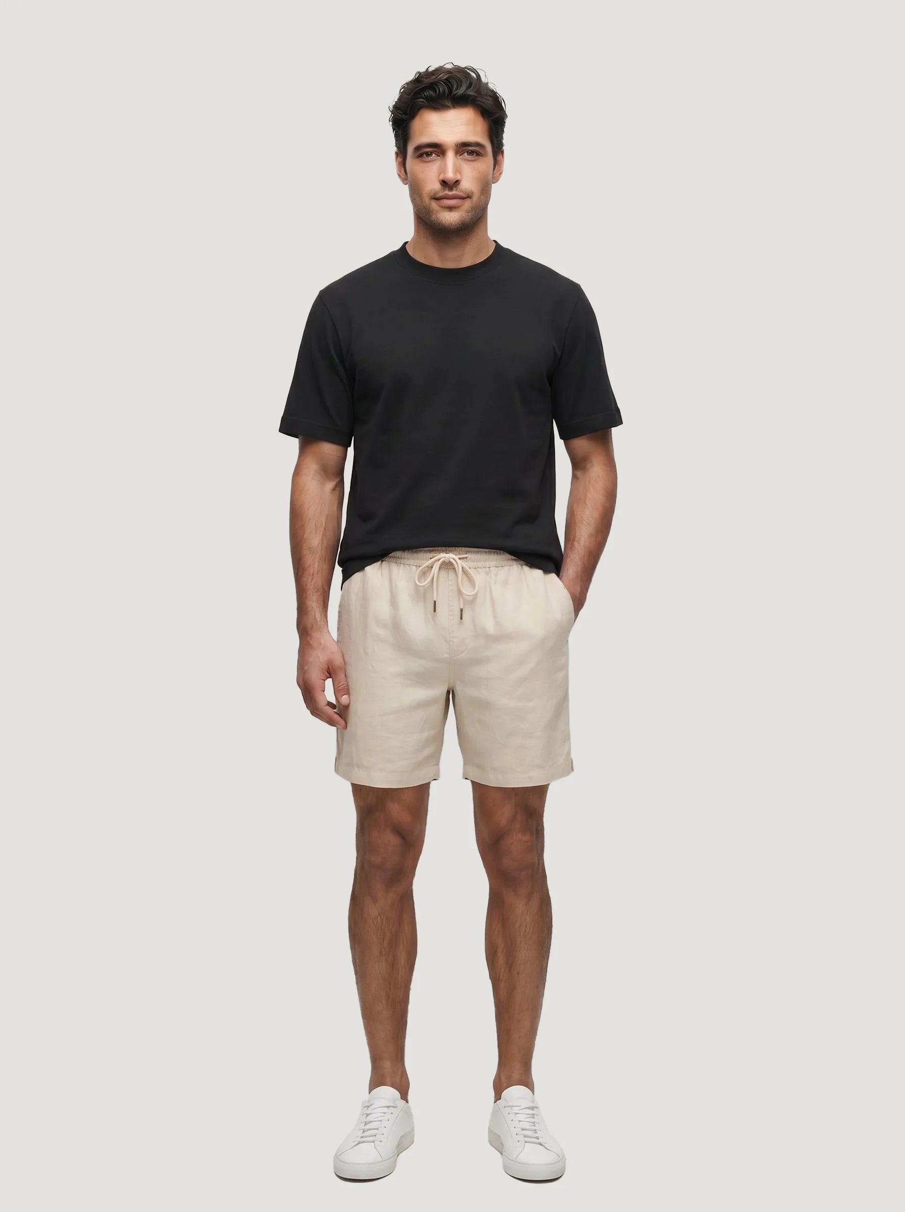 Short à cordon en 100 % lin européen