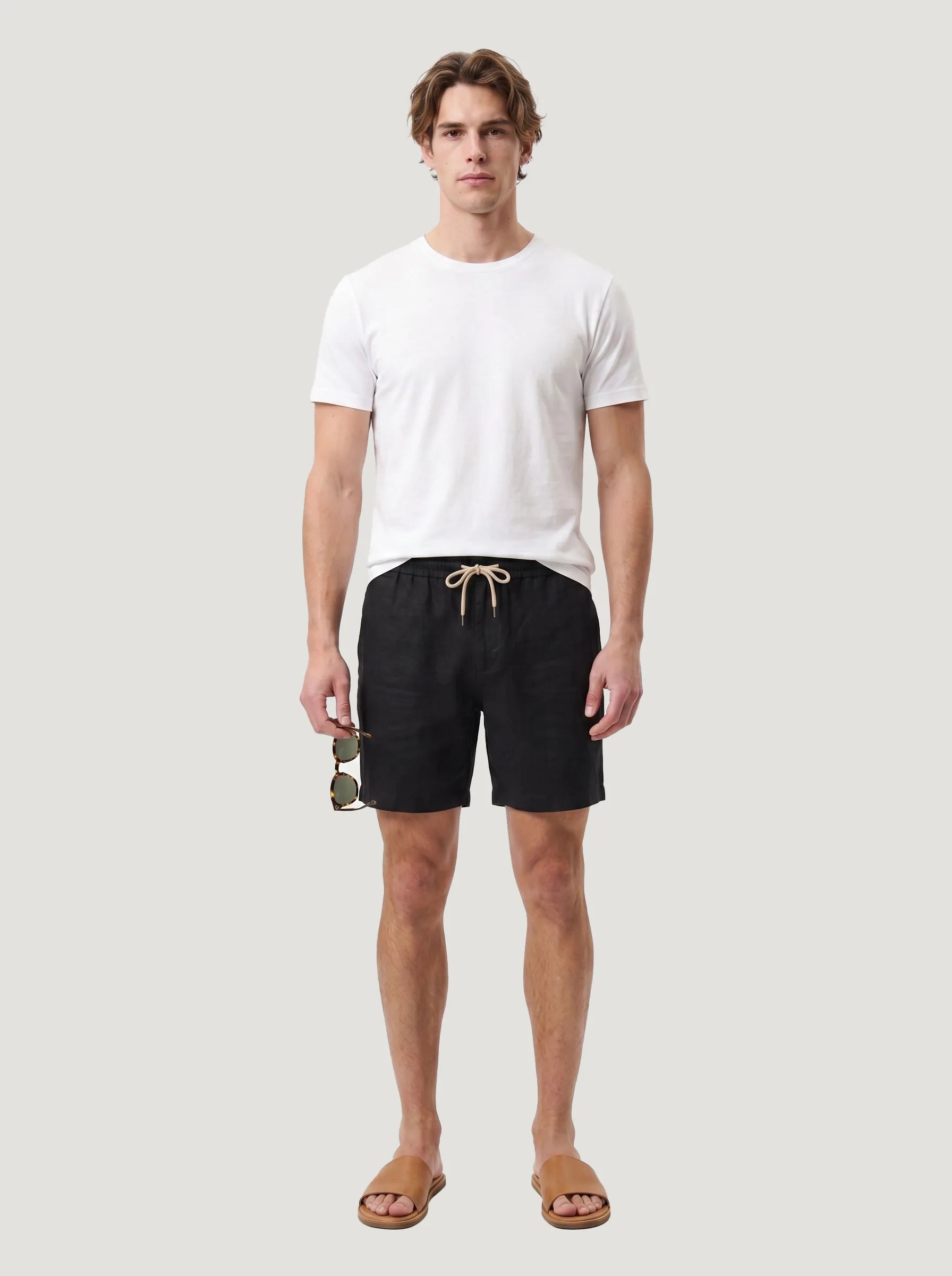 Short à cordon en 100 % lin européen