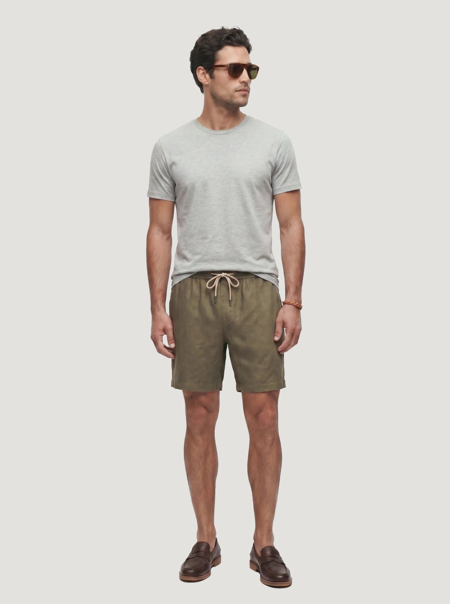 Short à cordon en 100 % lin européen