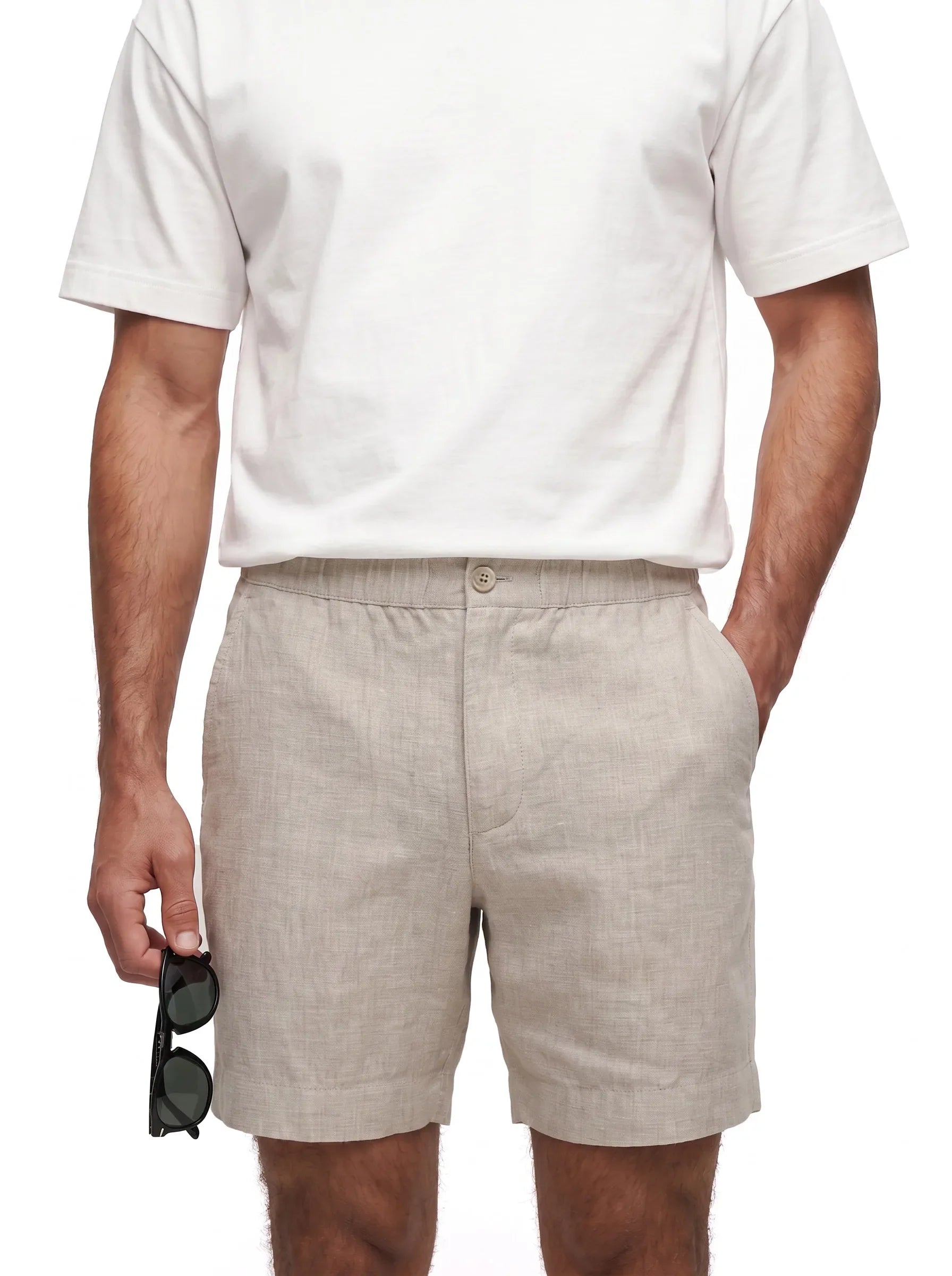 Anzugshorts aus 100 % europäischem Leinen — 2er-Pack