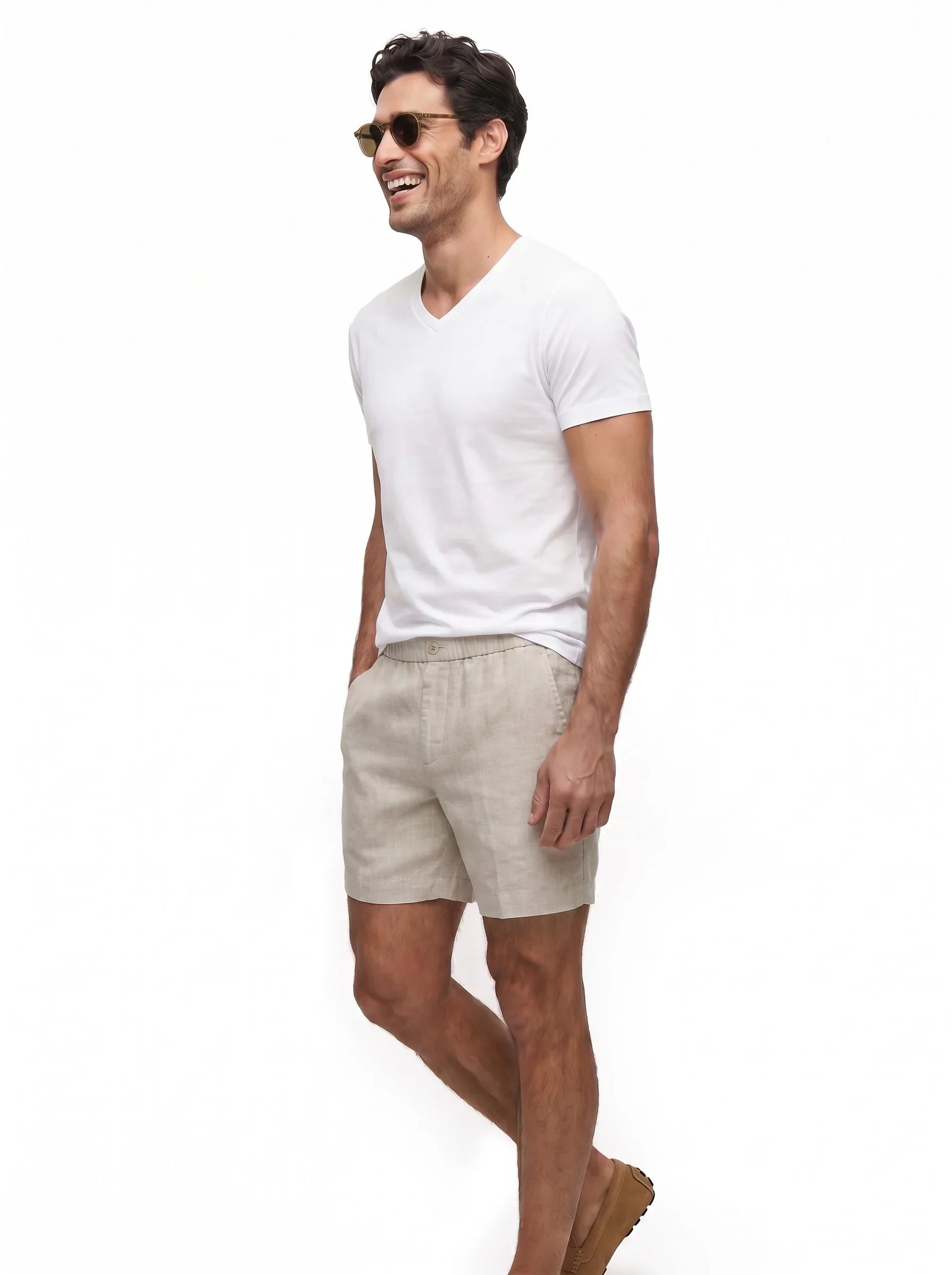 Anzugshorts aus 100 % europäischem Leinen — 2er-Pack