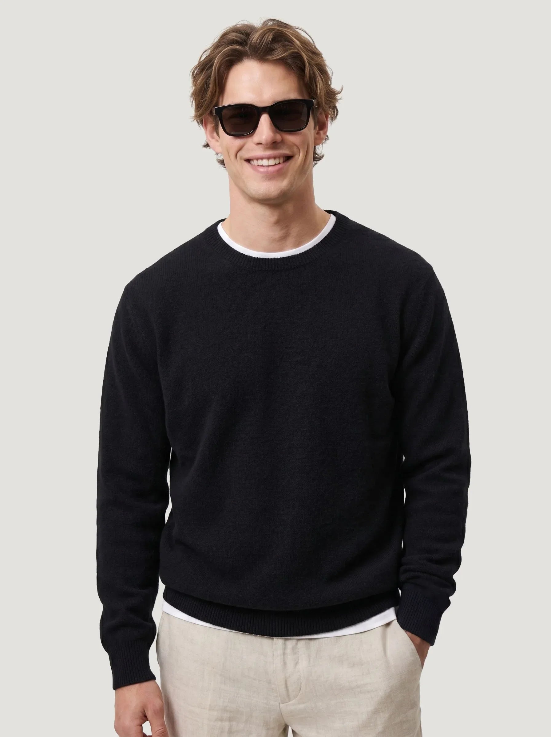 Pull col rond en cachemire de Mongolie — Lot de 3