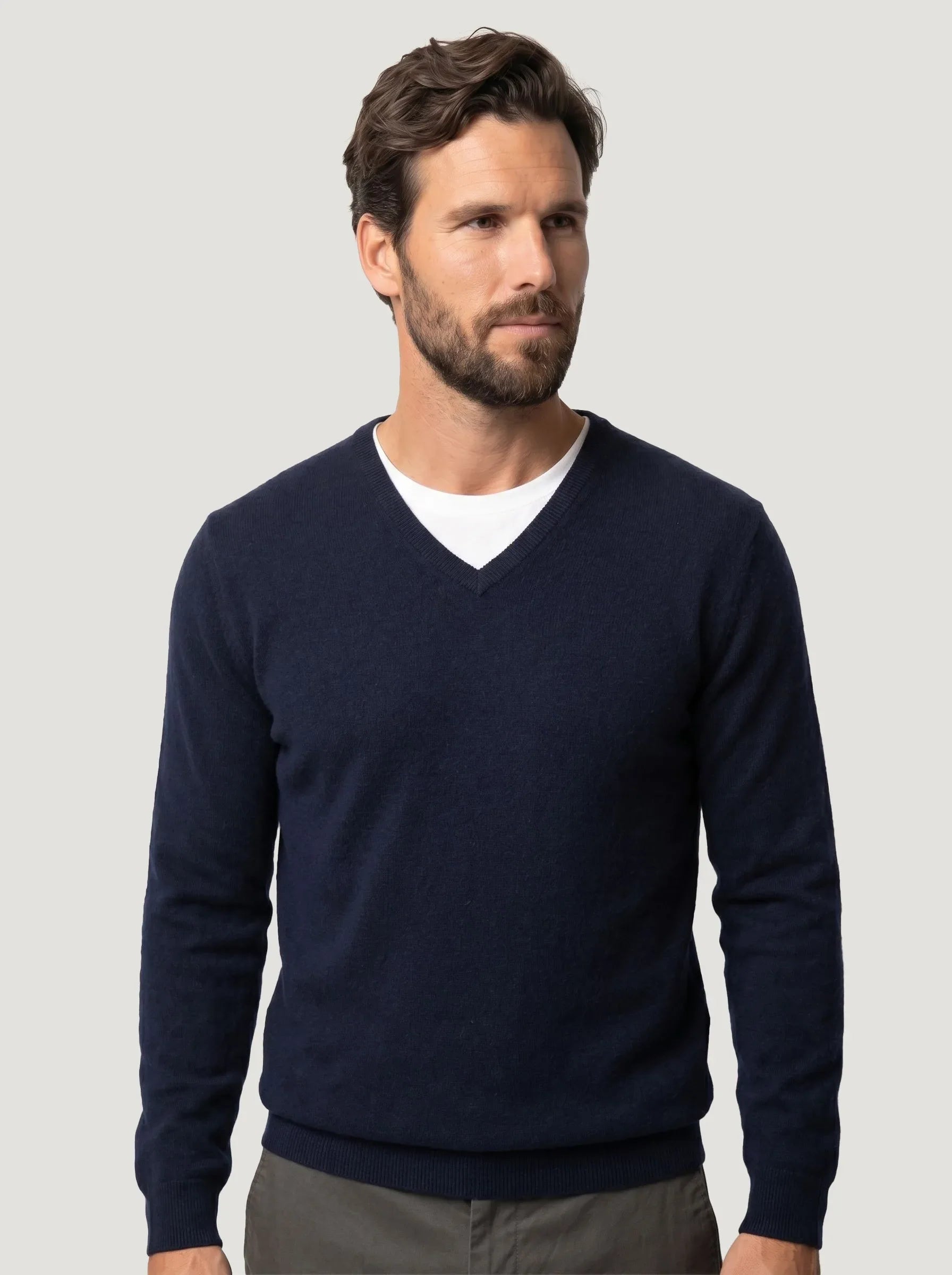 V-Ausschnitt-Pullover aus mongolischem Kaschmir — 2er-Pack