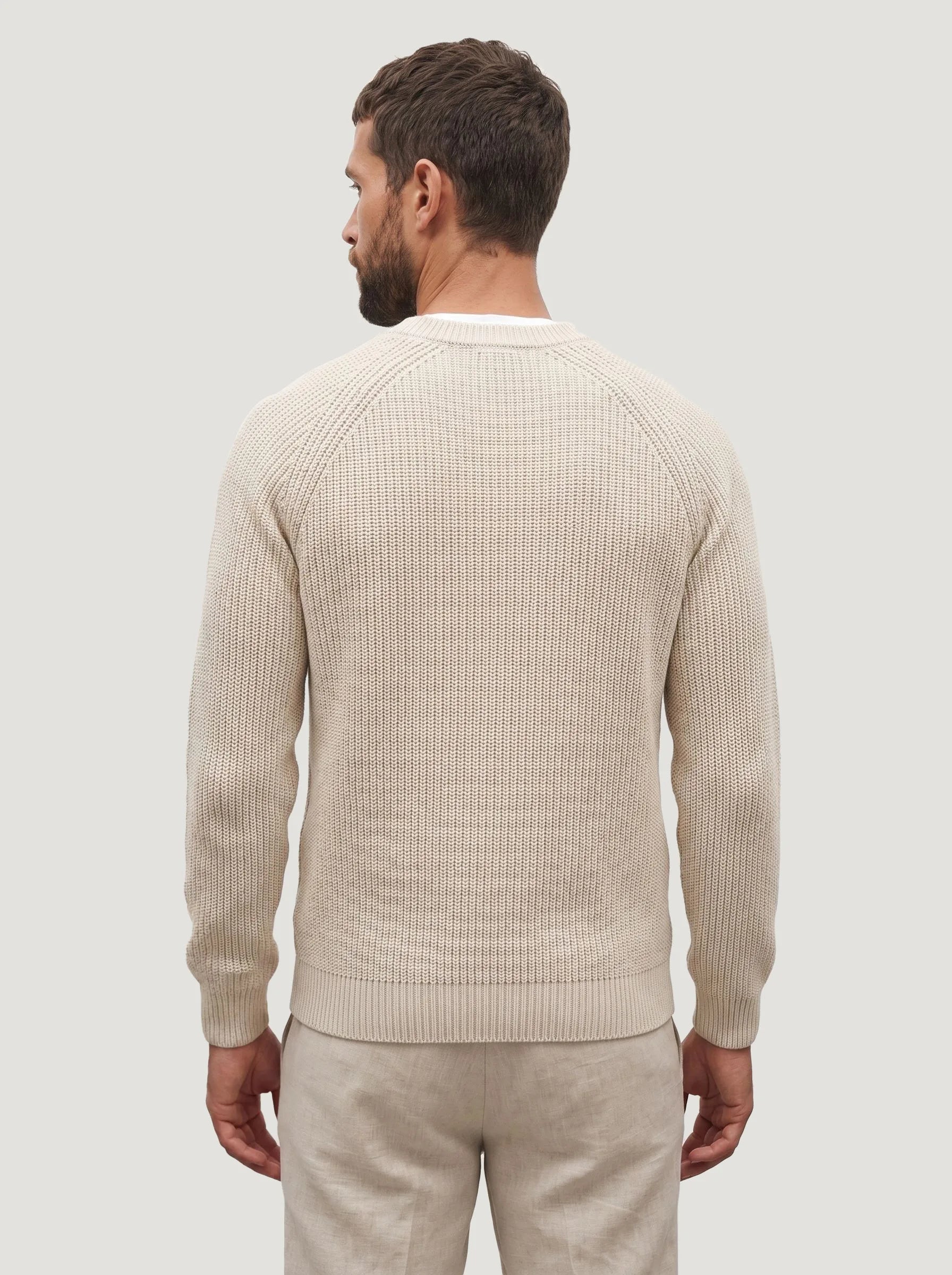 Pull col rond côtelé en coton biologique