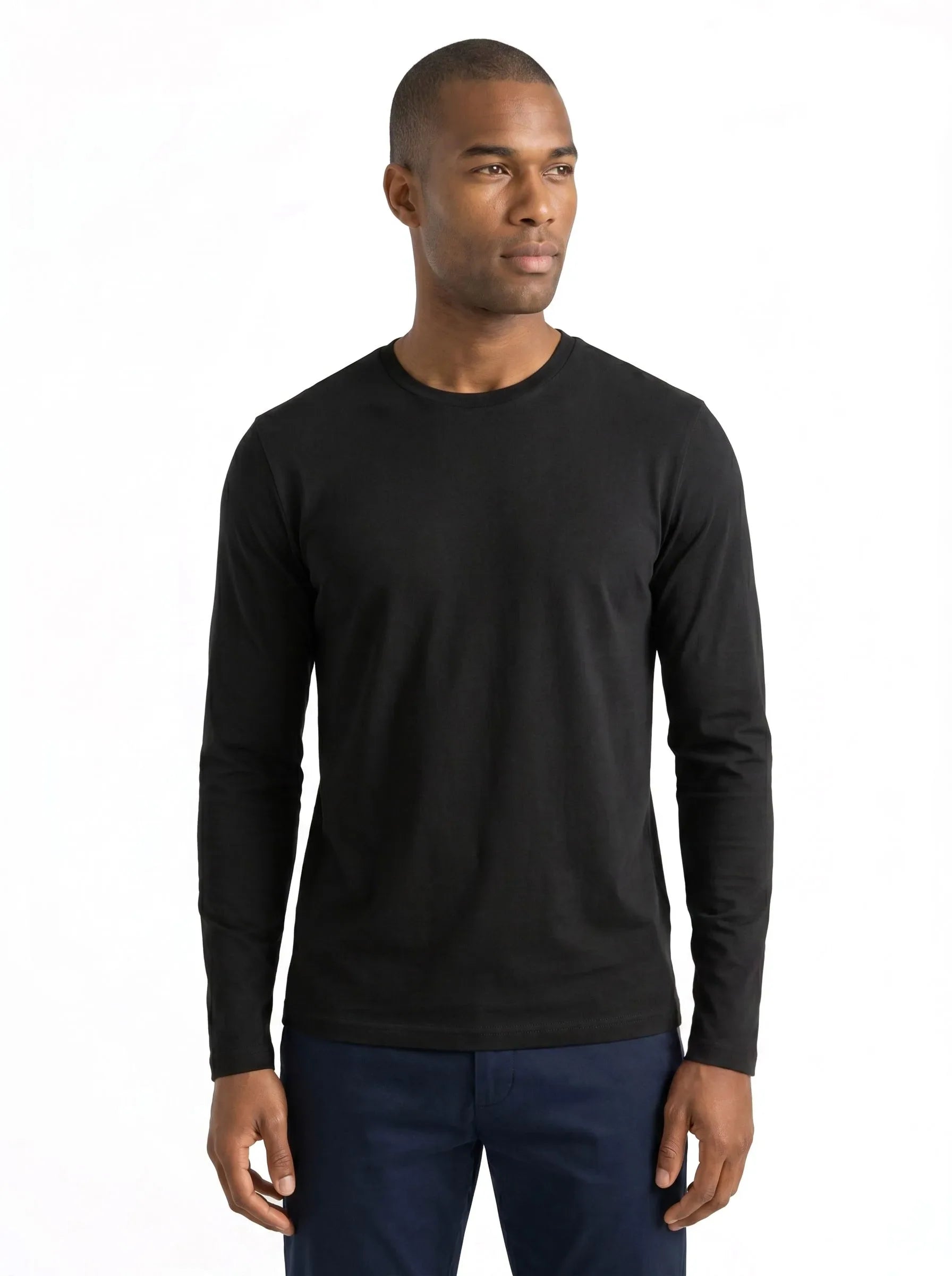 Camiseta clásica de manga larga y cuello redondo de algodón orgánico 100 % — Pack de 6