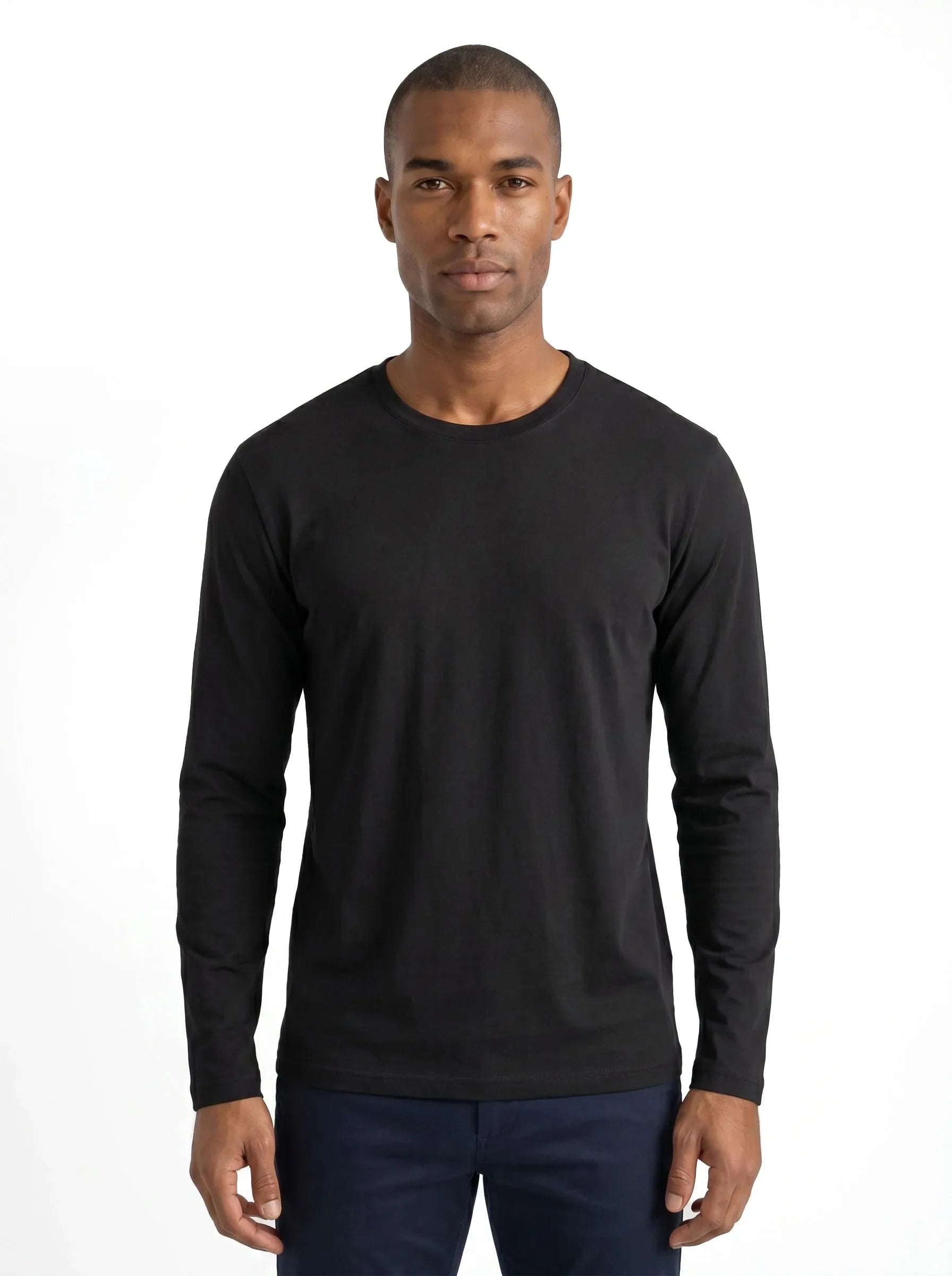 Camiseta clásica de manga larga y cuello redondo de algodón orgánico 100 % — Pack de 6