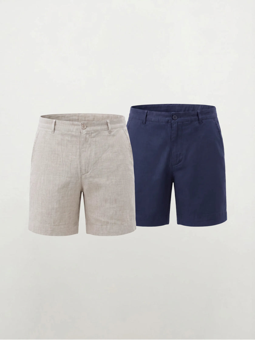 100 % europäische Leinen-Dress-Shorts – 2er-Pack